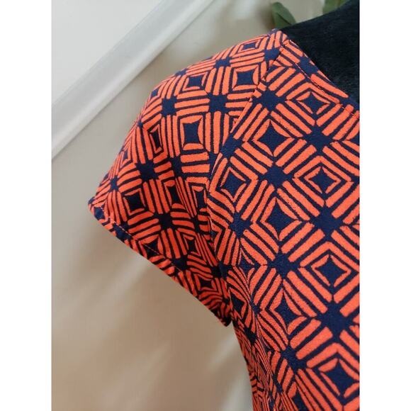 Merona Women Orange & Blue Polyester Round Neck Short Sleeve Knee Length Dress M - Picture 5 of 11